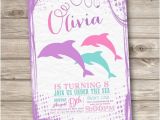 Little Mermaid Pool Party Invitations Dolphin Invitations Shabby Chic Little Mermaid Silhouette