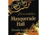 Masquerade Ball Party Invitations Wording Custom Metallic Gold Masquerade Ball Invitation