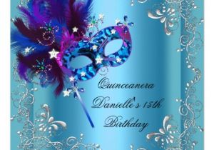 Masquerade themed Quinceanera Invitations Quinceanera 15th Birthday Party Masquerade Blue 5 25×5 25