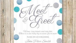 Meet the Baby Shower Invitations Meet and Greet Invitation Silver Blue Glitters Meet the