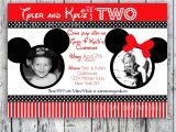 Mickey and Minnie Mouse Birthday Invitations for Twins Minnie Mouse Printable Birthday Invitations