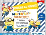 Minion Birthday Party Invitations Templates Minions Birthday Invitation 7 by Templatemansion On
