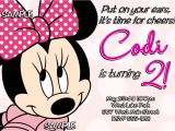 Minnie Mouse 2nd Birthday Invitation Wording Minnie Mouse 2nd Birthday Invitations Printable Digital File