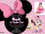 Minnie Mouse First Birthday Invitations Wording Baby Minnie 1st Birthday Invitations