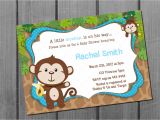 Monkey Baby Shower Invitations for Boys Monkey Blue Boy Baby Shower Invitation Free Thank You Card