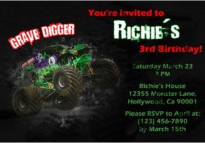 Monster Jam Birthday Invitation Template Grave Digger Birthday Invitations