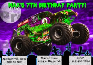 Monster Jam Birthday Invitation Template Grave Digger Monster Jam Birthday Invitation Ebay