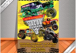 Monster Jam Birthday Invitation Template Invitation Monster Truck Party Invite Monster Jam Grave