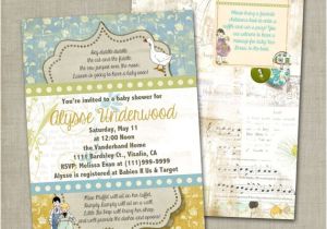 Mother Goose Baby Shower Invitations Nursery Rhyme Invitation Baby Shower Vintage by