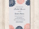 Navy and Blush Bridal Shower Invitations Navy and Blush Dahlia Floral Bridal Shower Invitation Modern