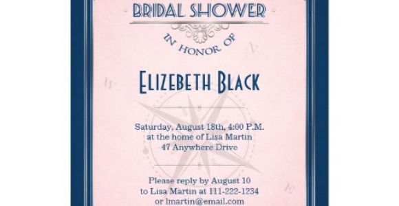 Navy and Blush Bridal Shower Invitations Navy Blush Pink Silver Vintage Frame Bridal Shower 5×7