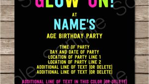 Neon Party Invitation Template Neon Glow Party Invitations Template Editable and Printable