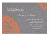 Orange and Gray Wedding Invitations Charcoal Gray and orange Damask Wedding Invitation 5 Quot X 7