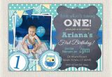 Owl 1st Birthday Party Invitations Boys Blue Owl 1st Birthday Invitation Printable Download