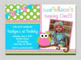 Owl First Birthday Invitations Owl Birthday Invitation Pink and Green Owl Birthday Party