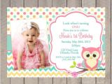 Owl themed 1st Birthday Invitations Owl Birthday Invitation First Birthday Girl Teal Pink