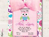 Owl themed 1st Birthday Invitations Owl Birthday Invitation Girl First Birthday by