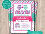 Owl themed First Birthday Invitations Owl Birthday Invitation Printable First Birthday Invite
