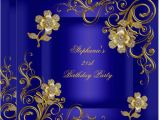 Party Invitation Cards Royal 21st Birthday Party Royal Blue Gold Diamond Invitation