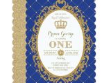 Party Invitation Cards Royal Royal Blue Gold Prince Baby Boy 1st Birthday Party
