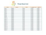 Party Invitation List Template Party Guest List