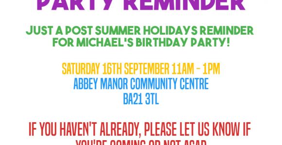 Party Invitation Reminder Template Reminder Invitation for Party