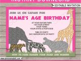 Party Invitation Template Mac Safari or Zoo Party Invitations Template Pink Birthday Party