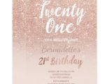 Party Invitation Template Rose Gold Faux Rose Gold Glitter Ombre 21st Birthday Invitation
