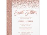 Party Invitation Template Rose Gold Modern Faux Rose Gold Glitter Sweet 15 Birthday Invitation