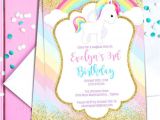 Party Invitation Template Unicorn Unicorn Birthday Party Invitation Template Pastel Rainbow