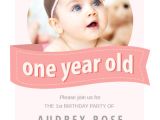 Party Invitation Template Year 1 Pink Ribbon Birthday Invitation Template Free