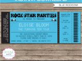 Party Invitation Ticket Template Rockstar Party Ticket Invitation Template Blue Birthday