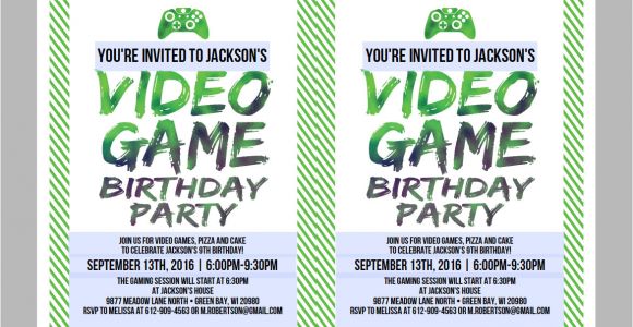 Party Invitation Video Template Printable Video Game Birthday Invitation Template Diy