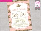 Peach and Gold Baby Shower Invitations Baby Shower Invitation Princess Crown for Girl Peach
