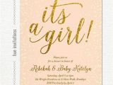 Peach and Gold Baby Shower Invitations It S A Girl Coral Peach and Gold Glitter Baby Shower