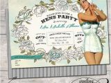 Pin Up Girl Bachelorette Party Invitations Nautical Floral Vintage Classy Pin Up Girl Invitation