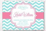 Pink and Aqua Baby Shower Invitations Baby Shower Invitation Pink & Aqua Chevron Diy