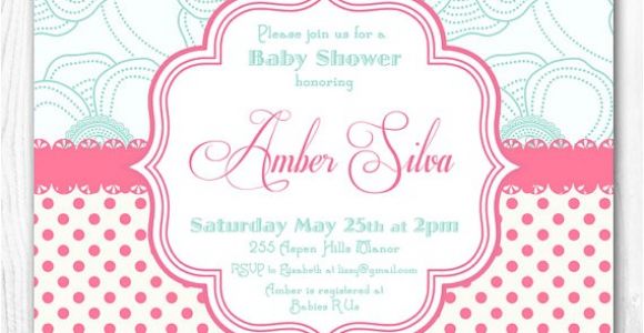 Pink and Aqua Baby Shower Invitations Haute Chocolate S Vendor Listing