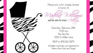 Pink and Black Zebra Baby Shower Invitations Pink and Black Zebra Baby Shower Invitations