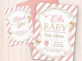 Pink and Gold Baby Shower Invitations Free Pink and Gold Baby Shower Invitation Free Thank You Card