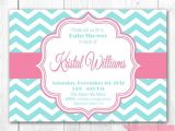 Pink and Turquoise Baby Shower Invitations Baby Shower Invitation Pink & Aqua Chevron Diy