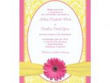 Pink and Yellow Bridal Shower Invitations Pink Yellow Gerbera Daisy Wedding Invitation