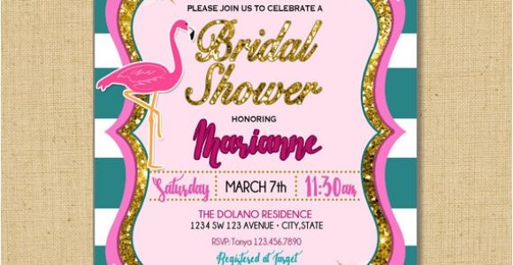 Pink Flamingo Bridal Shower Invitations Flamingo Bridal Shower Pink Flamingo and Flowers Bridal