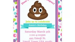 Poop Emoji Birthday Invitations Poop Emoji Girl Birthday Invitation Zazzle Com
