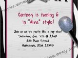 Pop Star Party Invitations Girls Personalized Pop Star Diva Zebra Karaoke theme Birthday