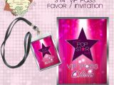 Pop Star Party Invitations Pink Pop Star Rock Star Party Printable Vip Pass Lanyard