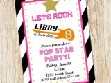 Pop Star Party Invitations Pop Star Birthday Party Invitation Girl Birthday Invitation