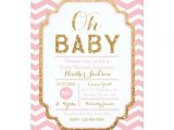 Pre Printed Baby Shower Invitations Pink and Gold Baby Shower Invitations Baby Girl 5×7 Paper