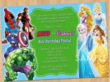 Princess and Superhero Party Invitation Template Double Party Invitation Superheroes and Princesses
