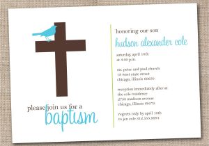 Printable Baptism Invitations Printable Baptism Invitations Blue and Brown Sparrow Bird and